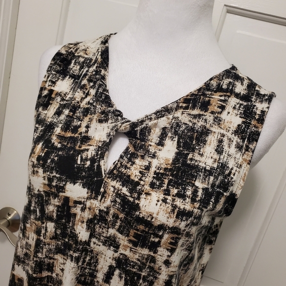 J.Jill Wearever Collection Abstract Print Knit Dress Small Tie Knot Neckline - Picture 2 of 10
